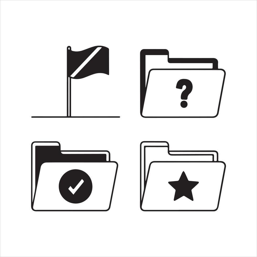 File Management Folder Icons Set vector