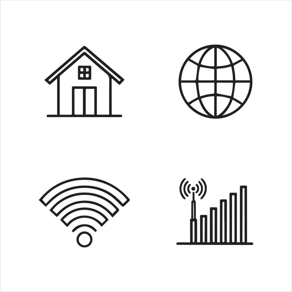 Network Connection Line Icons Collection vector