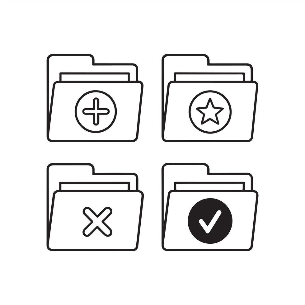 Simple Folder Line Icons Collection vector