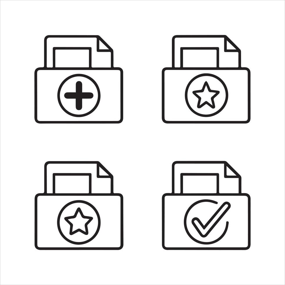 Document Folders Line Icons Pack vector