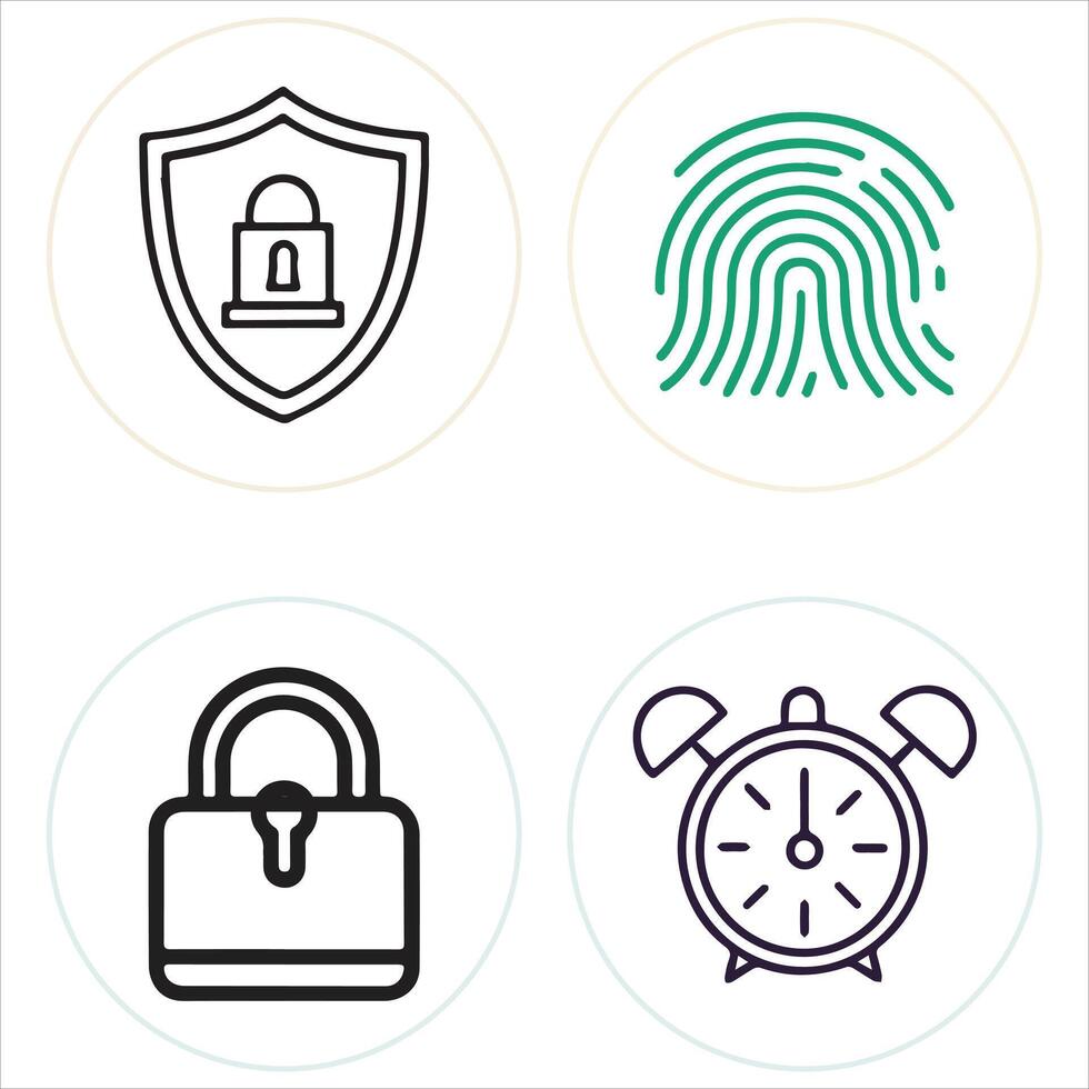 Internet Safety Line Icons Collection vector