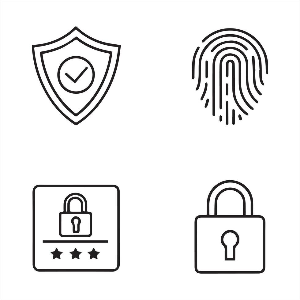 Network Safety Line Icons Collection vector