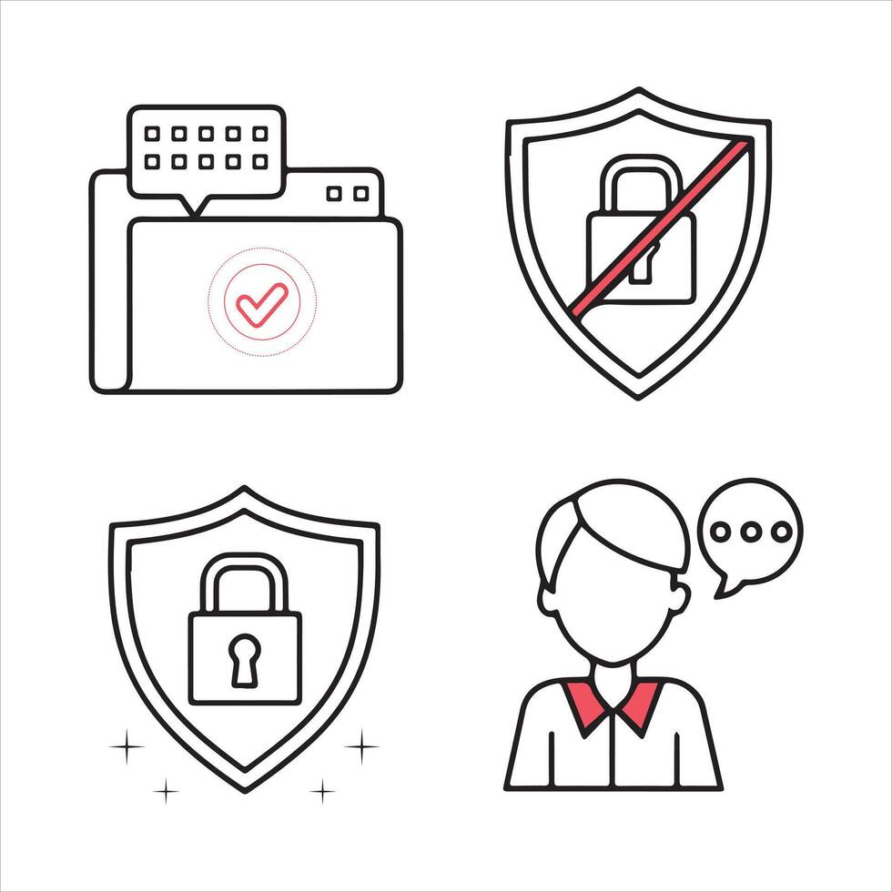 Internet Protection Line Icons Pack vector