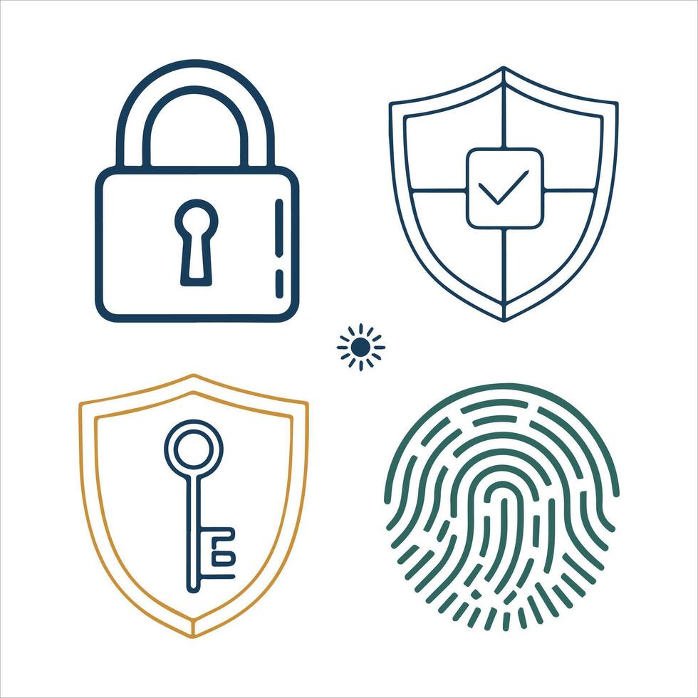Website Security Line Icons Set vector
