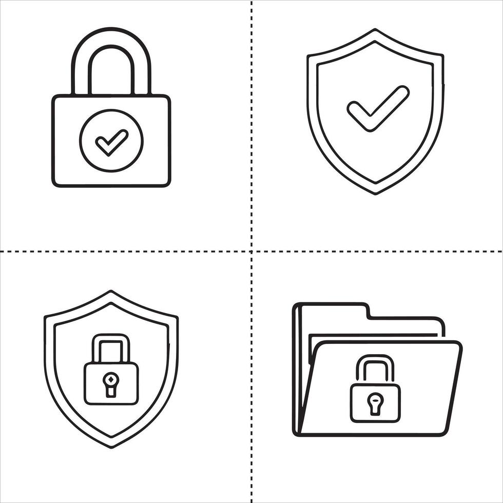 Online Security Line Icons Set vector
