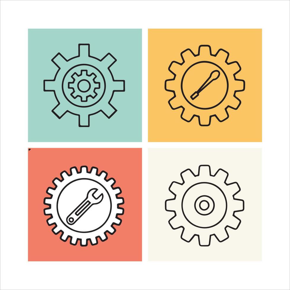 Web Gear Settings Icons Set vector