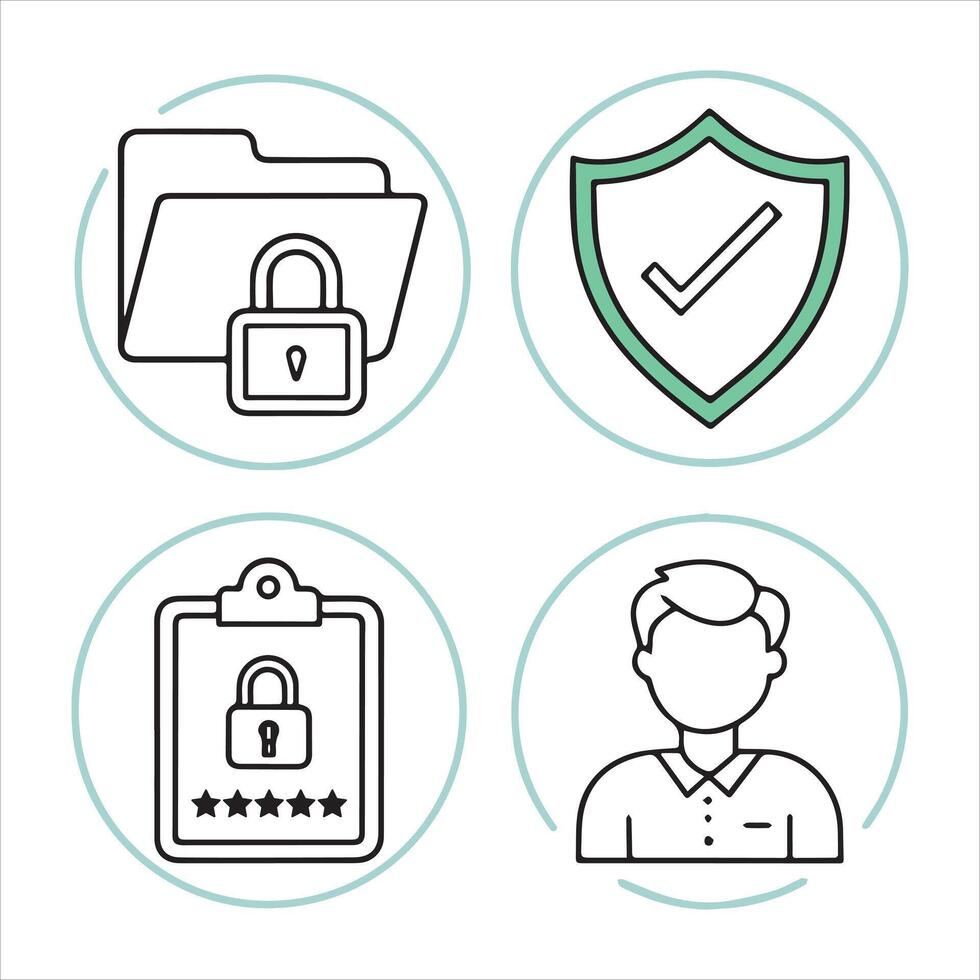 Online Privacy Protection Line Icons Set vector