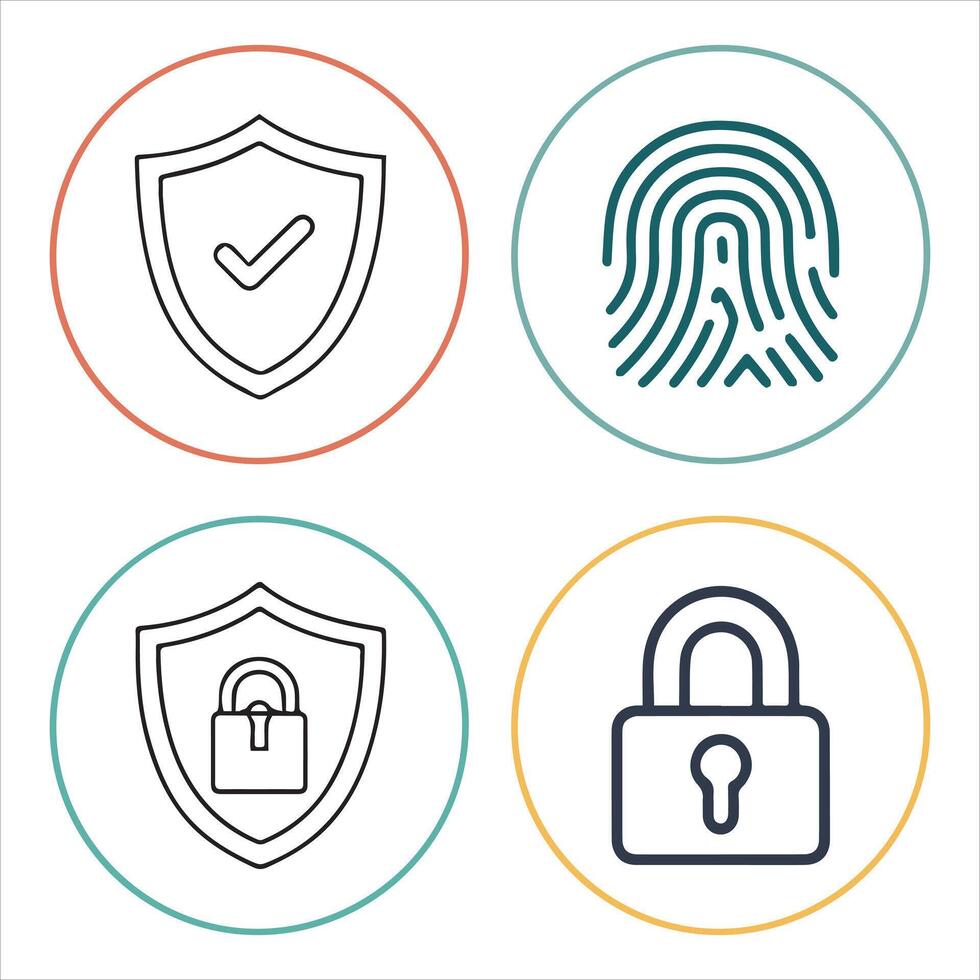 Data Security Line Icons Collection vector