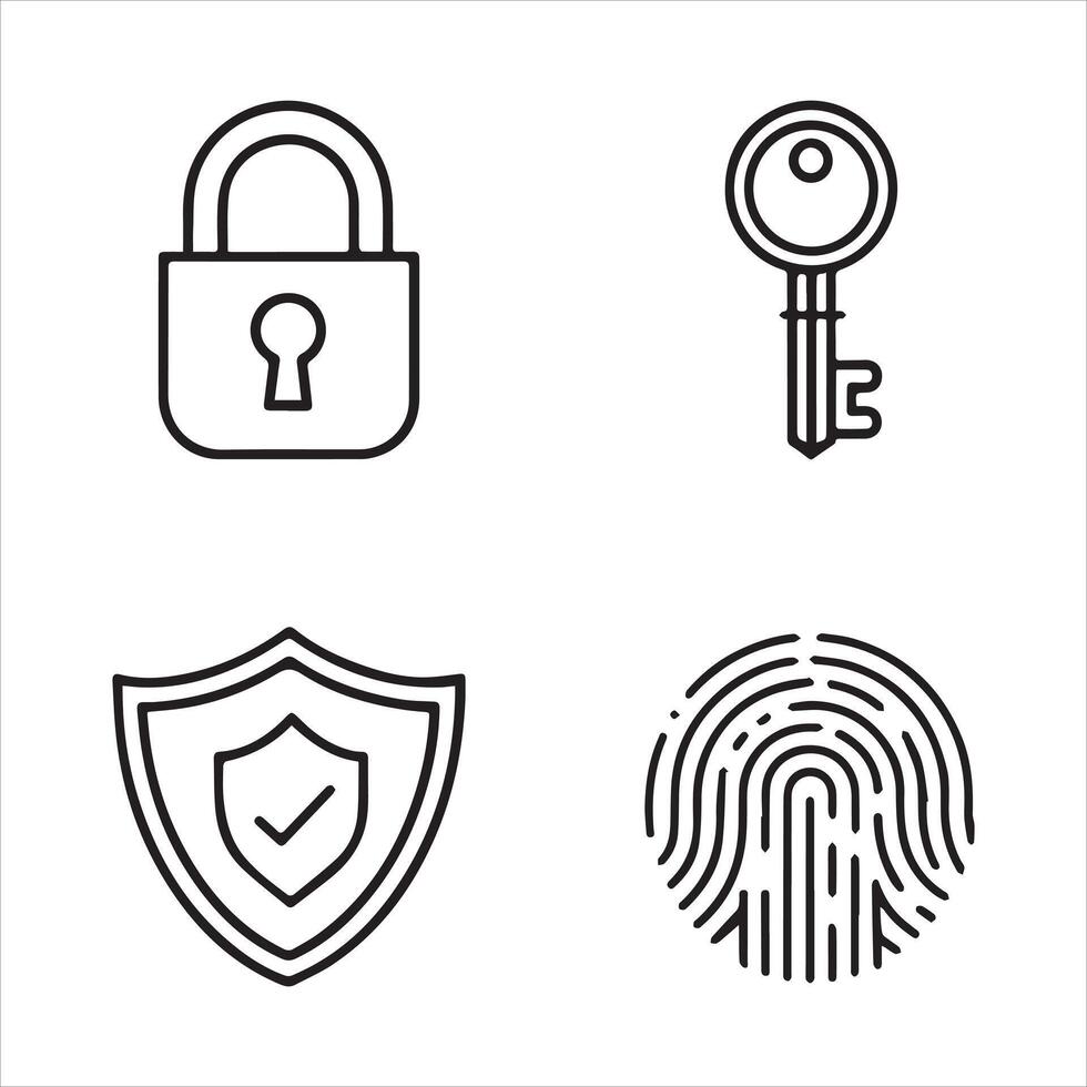 Cybersecurity Line Icons Collection vector