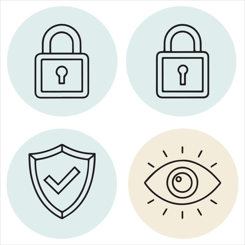 Digital Security Line Icons Pack vector