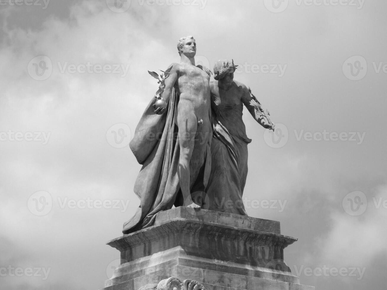 Sculpture close view background. Monument art. Black and white monochrome grayscale photo
