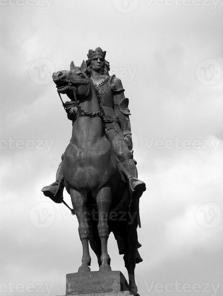Sculpture close view background. Monument art. Black and white monochrome grayscale photo