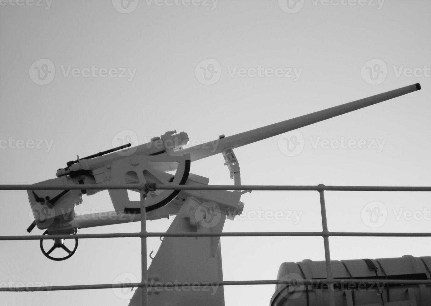 Navy Battle Ship With Guns and Other Weapons Background photo