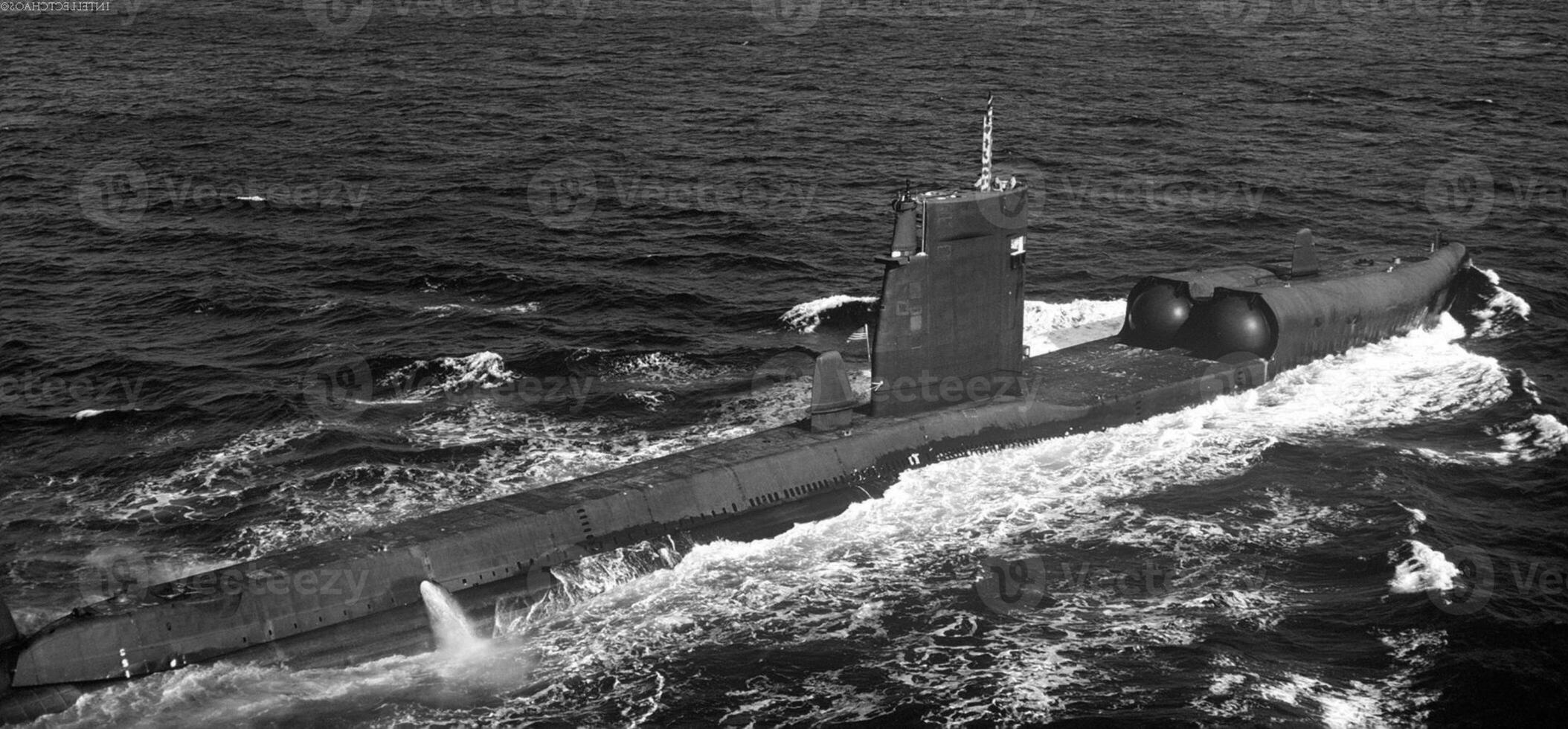 Submarine Swimming In Sea Background photo