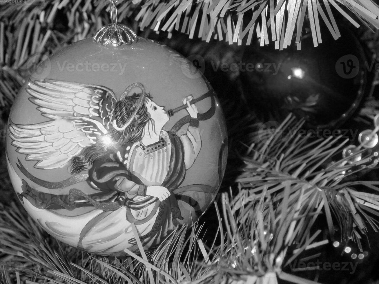 Christmas Tree with Ornaments and Holiday Lights photo