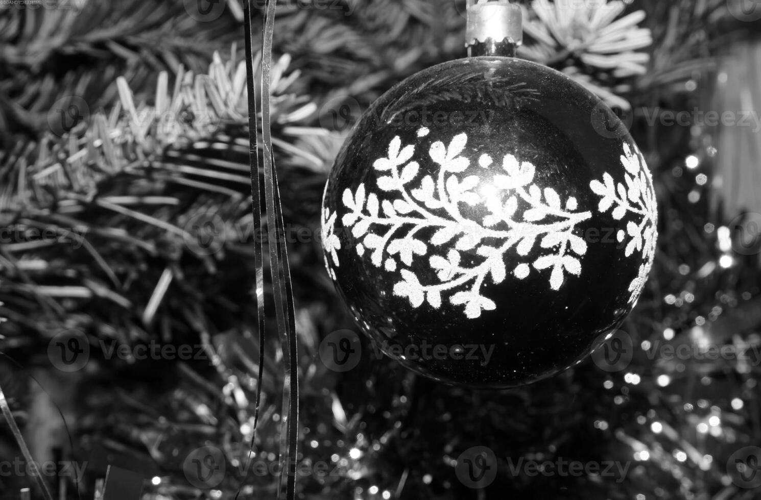 Christmas Tree with Ornaments and Lights photo