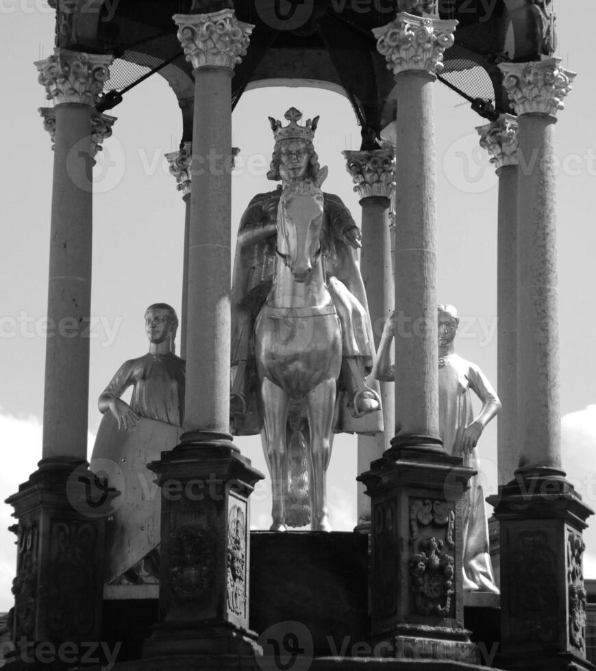 Sculpture close view background. Monument art. Black and white monochrome grayscale photo