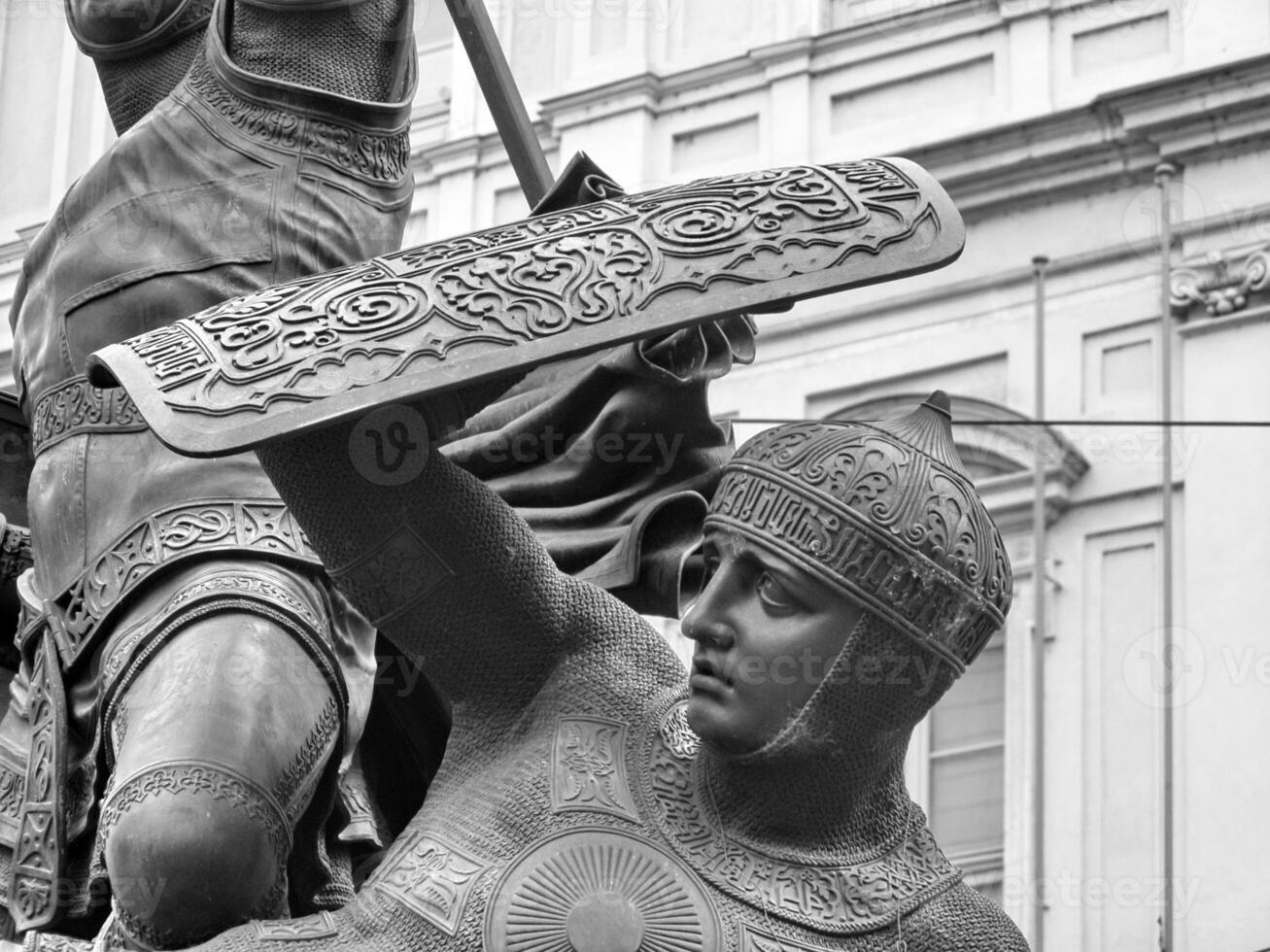 Sculpture close view background. Monument art. Black and white monochrome grayscale photo