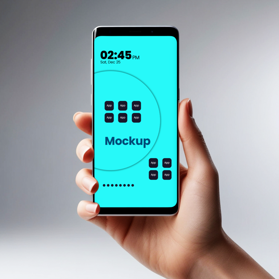 Smartphone Screen Mockup Holding a smartphone by hand View Perfect for UI UX Design psd