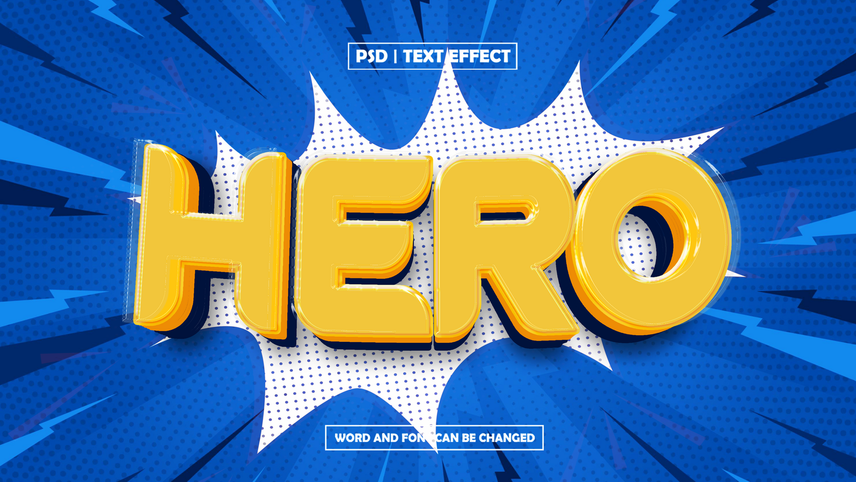Hero Text Effect, Blast Style psd