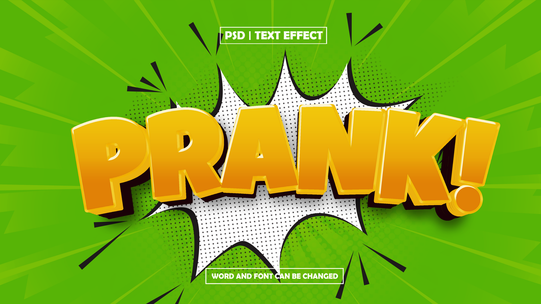 Prank Text Effect, Green Background Style Blast psd