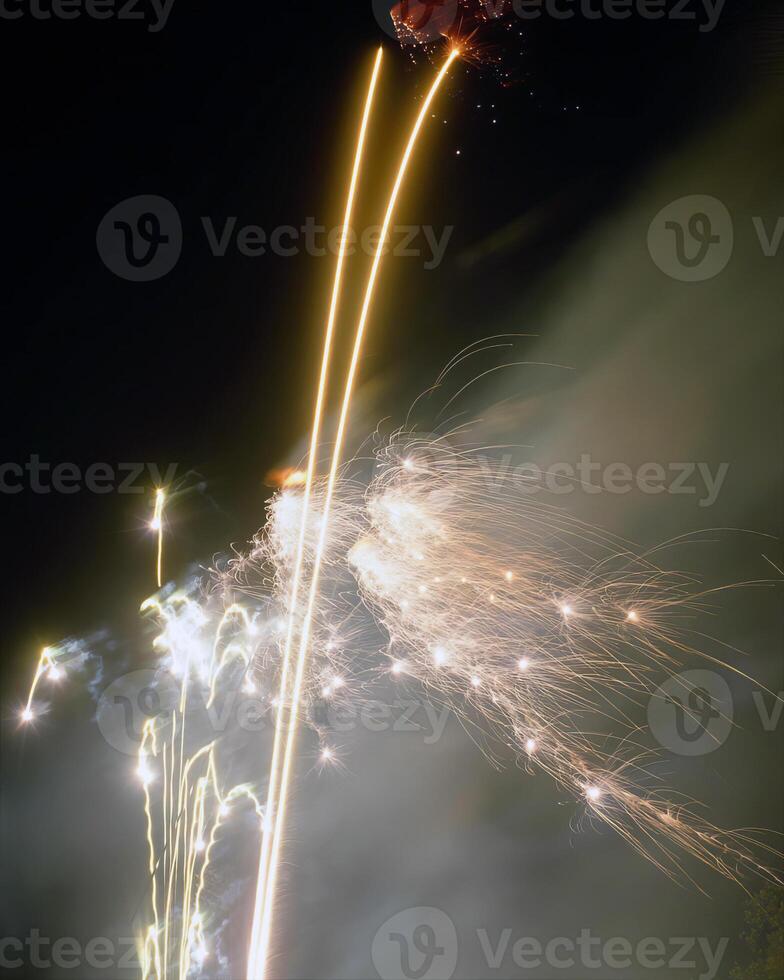 Fireworks background, salute in the sky during celebration photo
