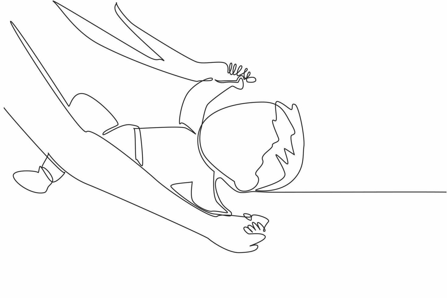 Single one line drawing hand of baby is lifted by his mother. Like doing warm-up movements. Stretching is needed for the little one. Love. Baby Massage Day. Continuous line design graphic illustration vector