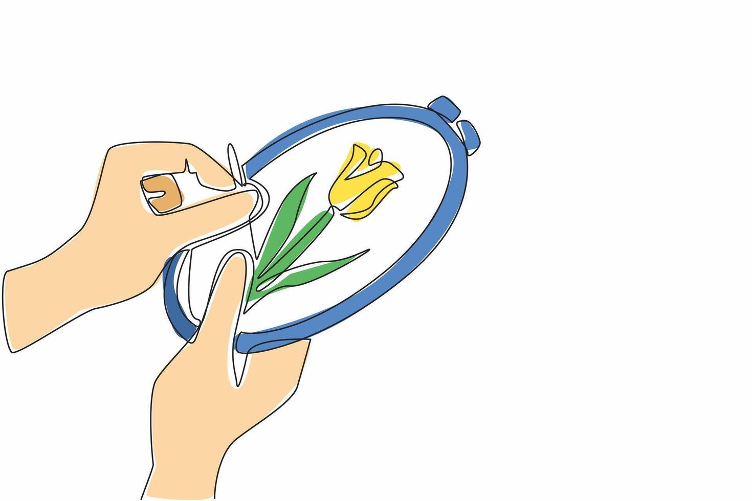 A person is holding a flower in a cross stitch vector