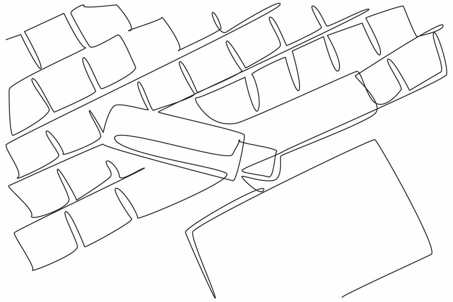 Single one line drawing flash drive above the keyboard keys. Backing up work. Daily backup in a simple way. Copy paste. Tech. National Flash Drive Day. Continuous line design graphic illustration vector