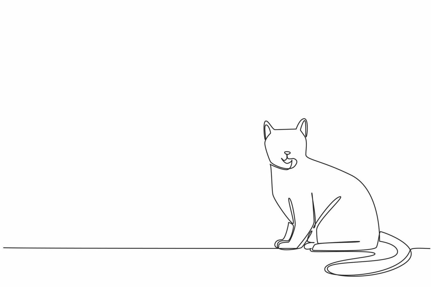 Single continuous line drawing the siamese cat posing. Resting time at home. Pay attention to the surroundings. Tired of playing. Break. National Siamese Cat Day. One line design illustration vector