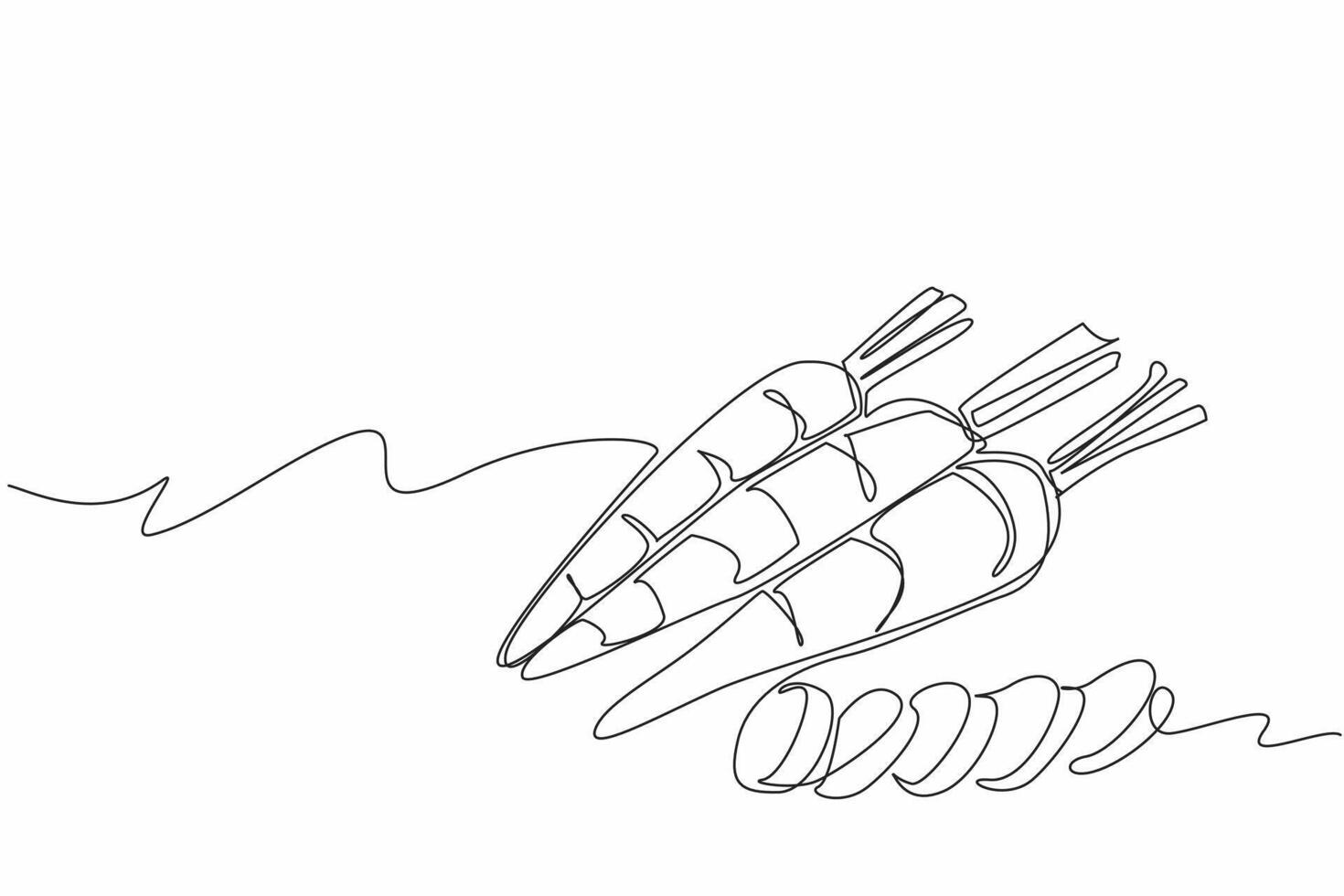 Continuous one line drawing 4 carrots. Made into vegetables or just want to make it a snack. Healthy food that is easy to process. International Carrot Day. Single line draw design illustration vector