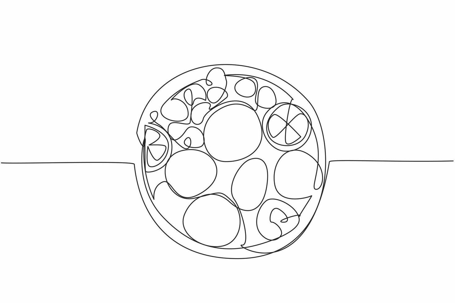 Single one line drawing fruits contain vitamin C from a top view. Very good for keeping the body fit. Natural vitamins. Zesty. National Vitamin C Day. Continuous line design graphic illustration vector