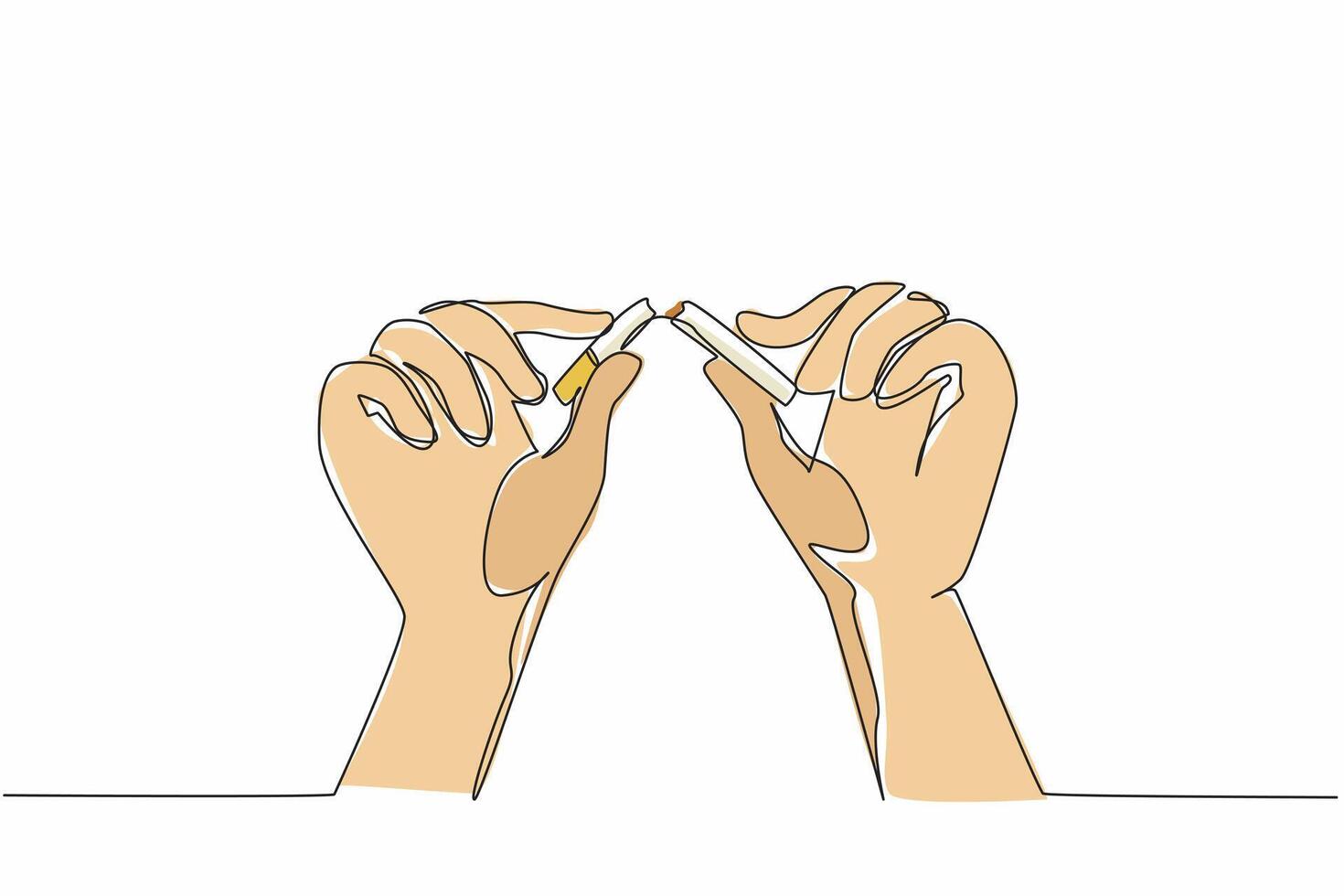 Two hands holding cigarettes, one with a cigarette in the other vector
