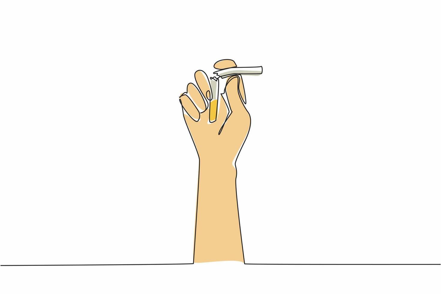 A hand holding a cigarette in the air vector