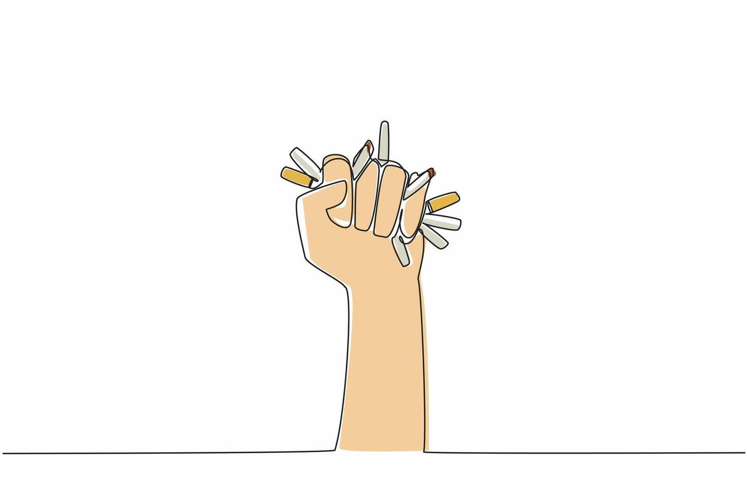 A hand holding a cigarette in its fist vector