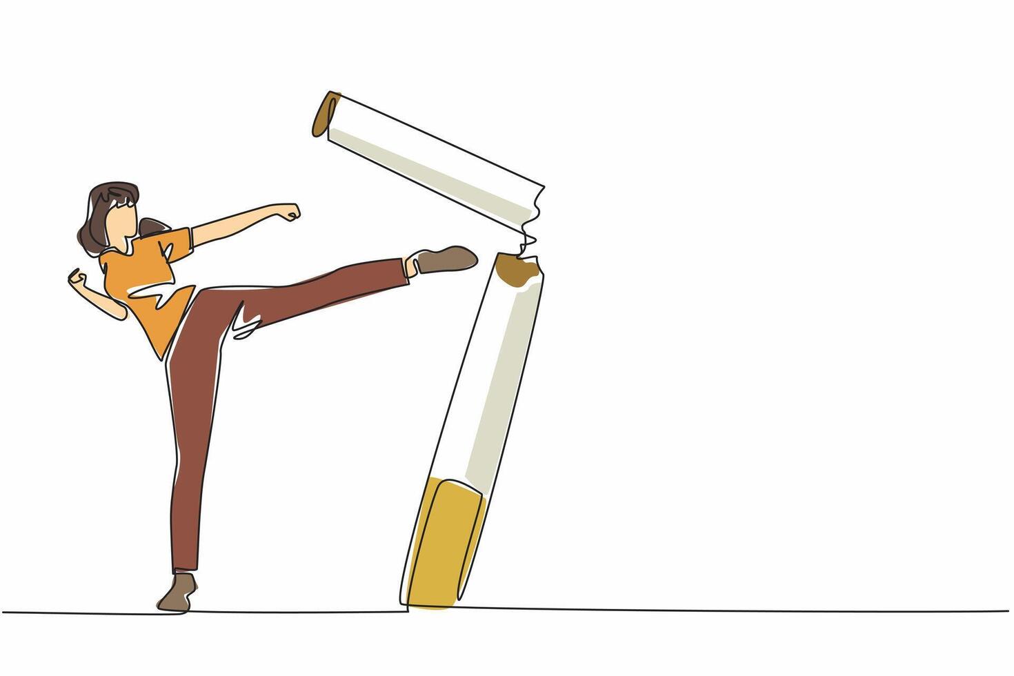 A woman kicking a cigarette out of the air vector