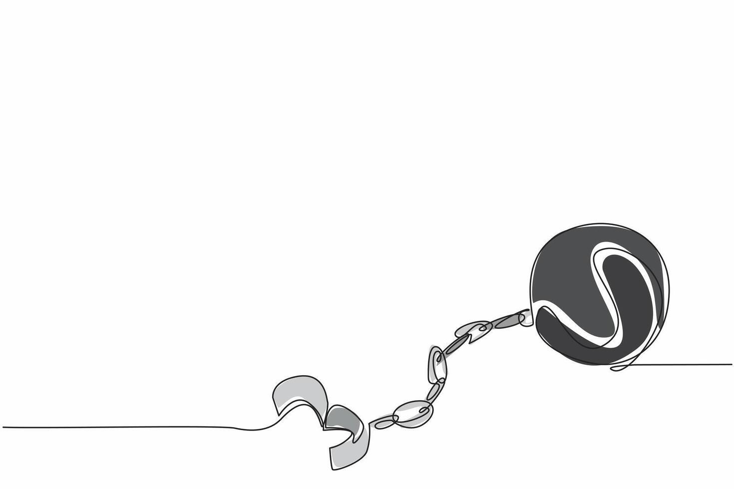 Continuous one line drawing open ball chain shackle. Such a dark past. Made a slave. Valuable lesson so it won't happen again. Only benefits the ruler. Single line draw design illustration vector