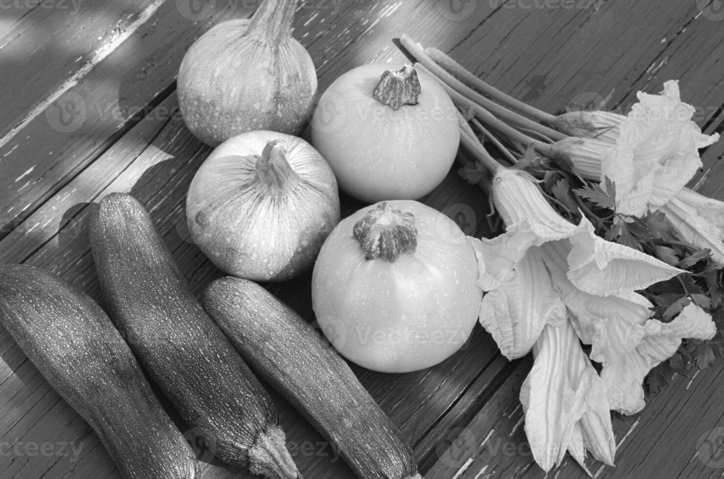 Courgettes on a table close view background photo