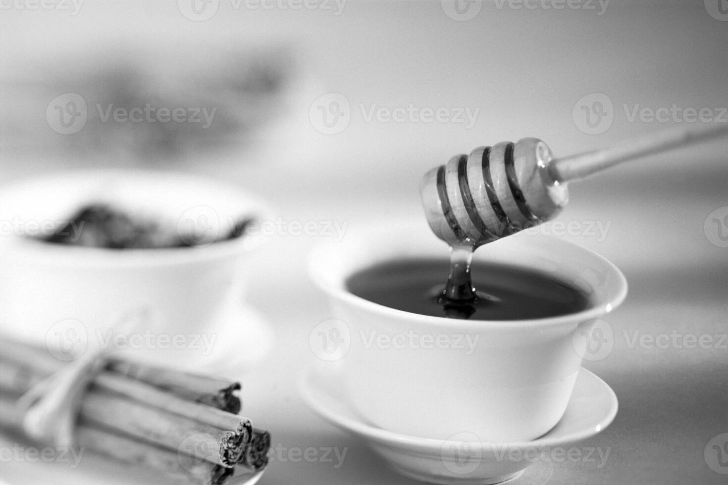 Elegant Tableware Display Featuring Cuisine Ingredients and Drinkware photo