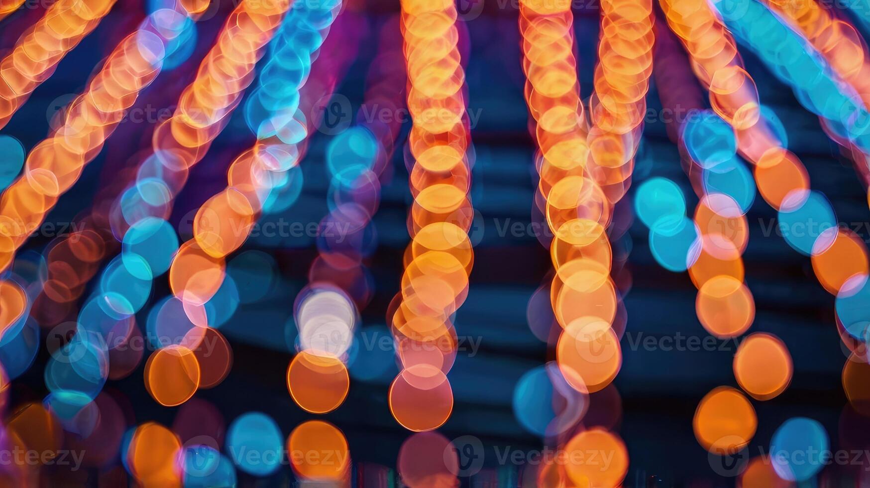 Colorful lights are shown in a photo of a carousel