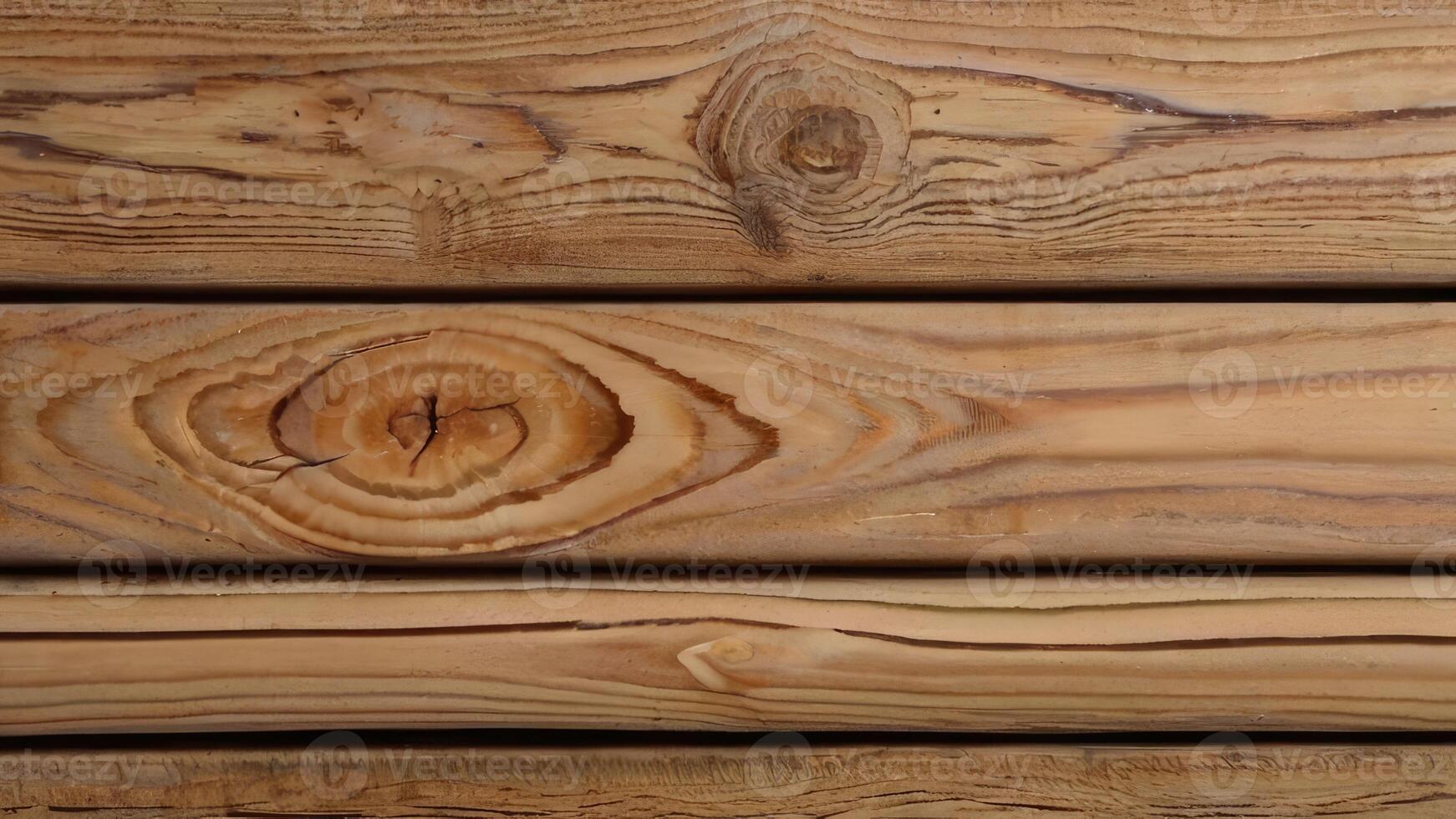 Stacked Wooden Planks Showing Grain Patterns And Knots photo
