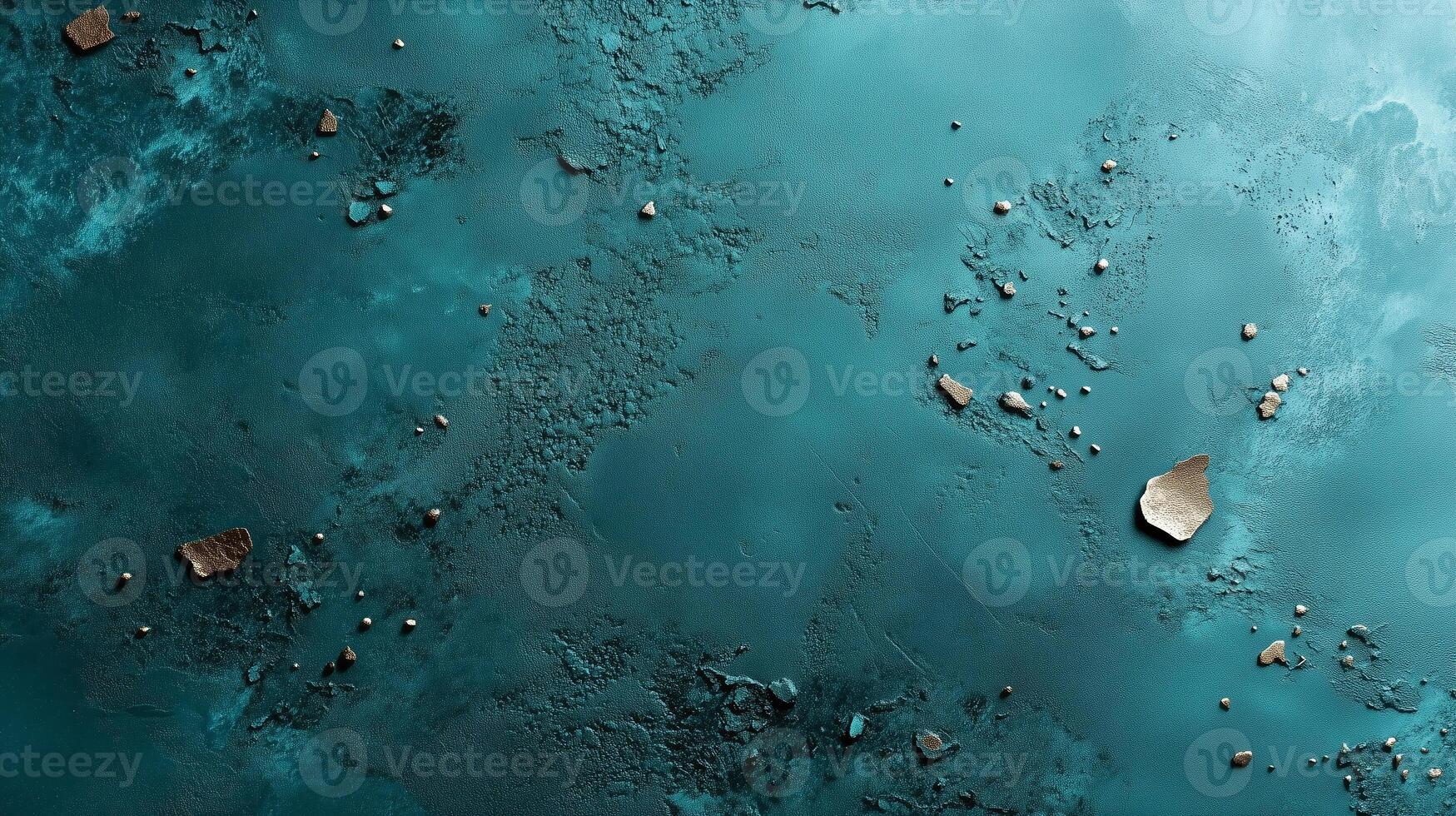 Textured surface with blue background and scattered golden elements creates a striking visual pattern photo