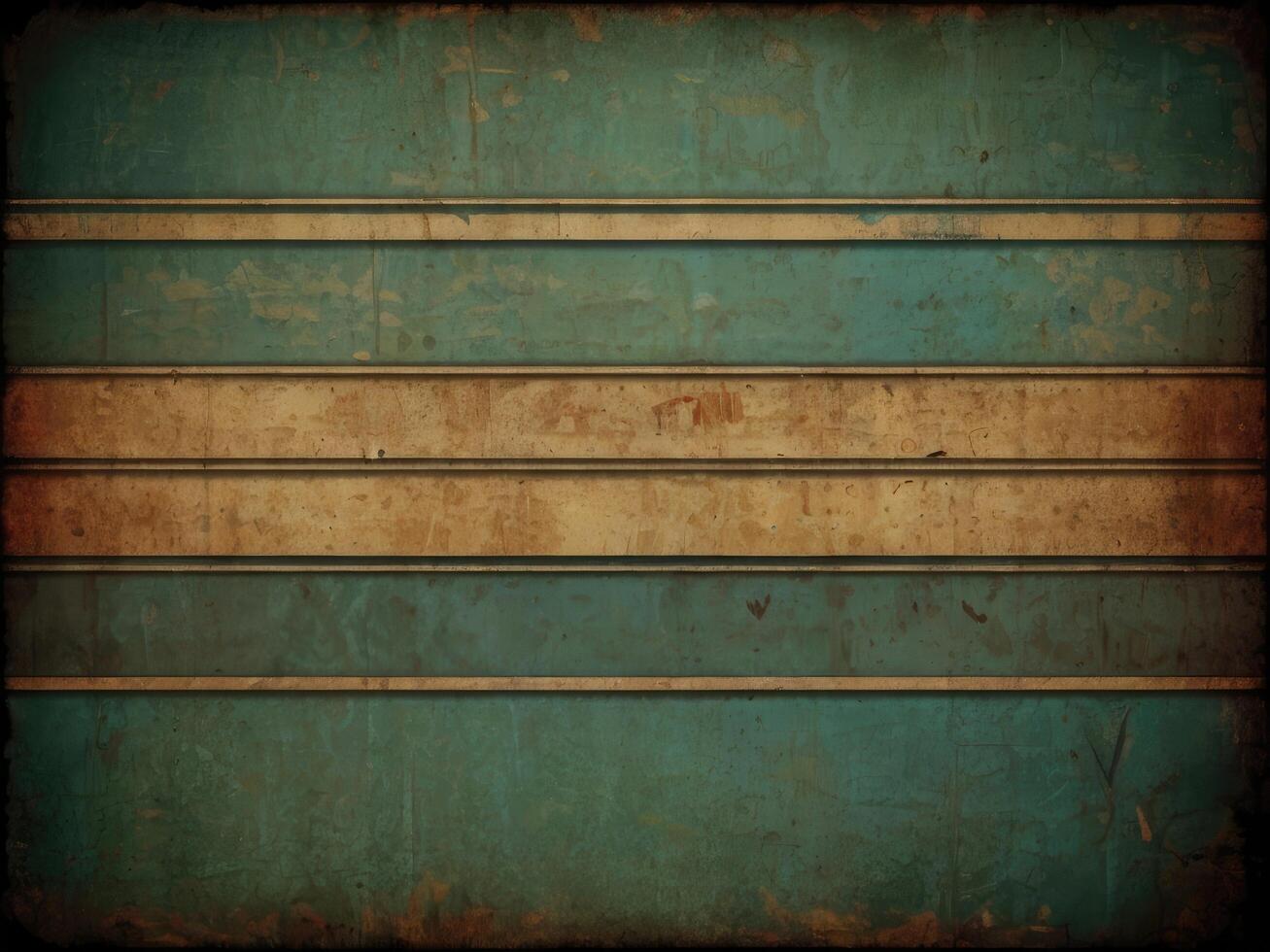 Vintage Teal Background With Horizontal Brown Stripes photo