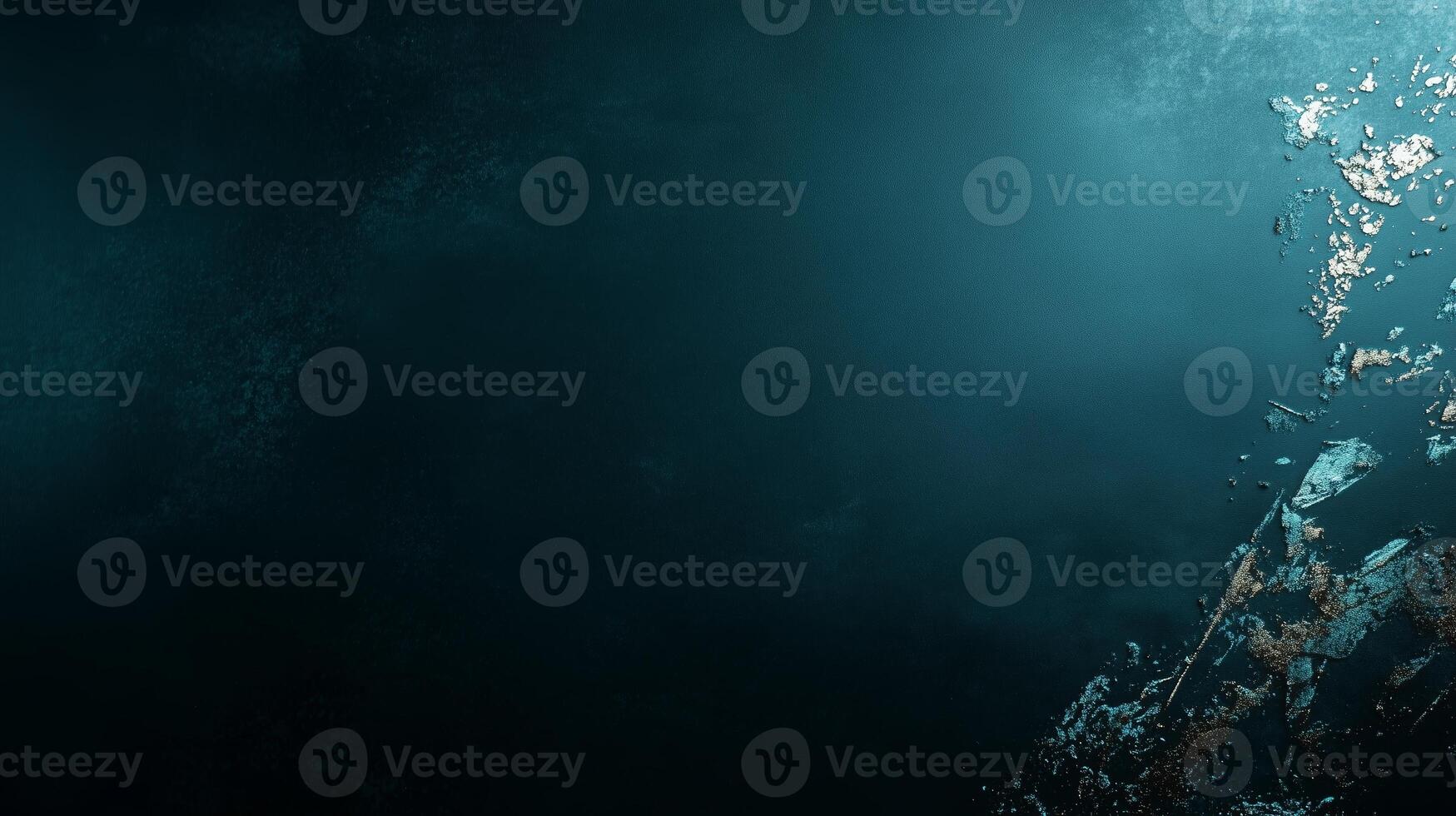Deep underwater scene showcasing shadows and reflections in a mysterious dark ocean environment photo