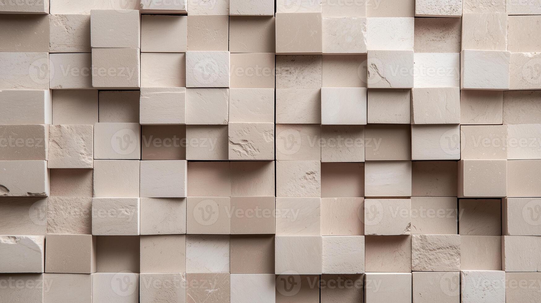Textured arrangement of beige cubes in a modern design setting showcasing depth and dimension photo