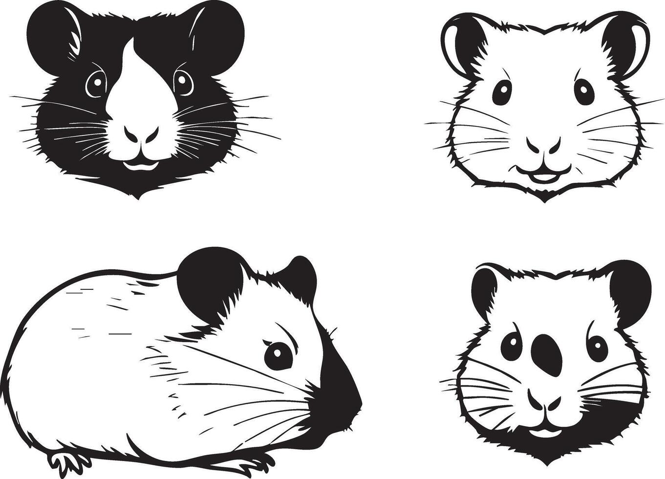 Cute Hamster Head Silhouette for Animal-Themed Art vector