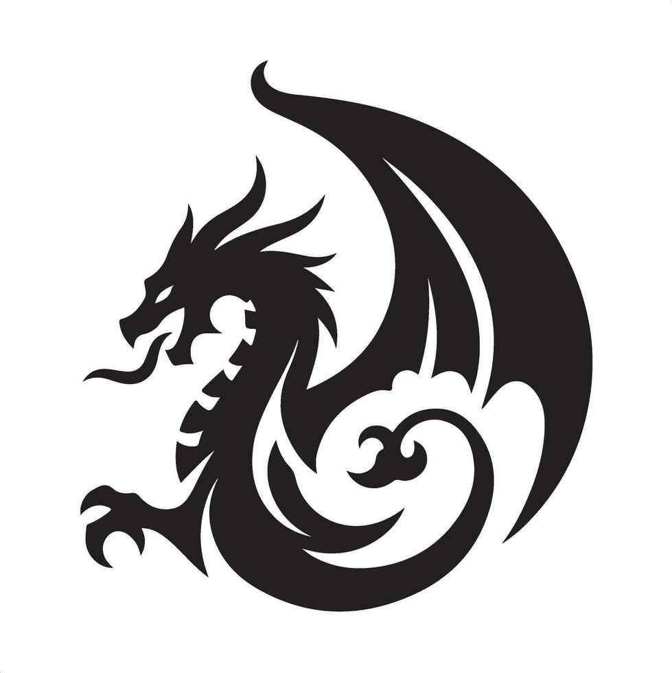 Fire-Breathing Dragon Silhouette for Mythological Themes vector