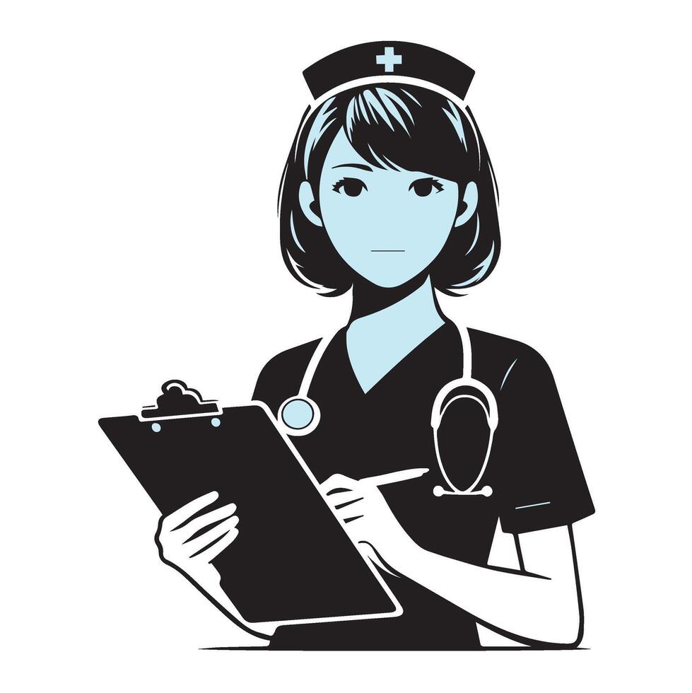 Nurse Silhouette for Healthcare Branding Projects vector