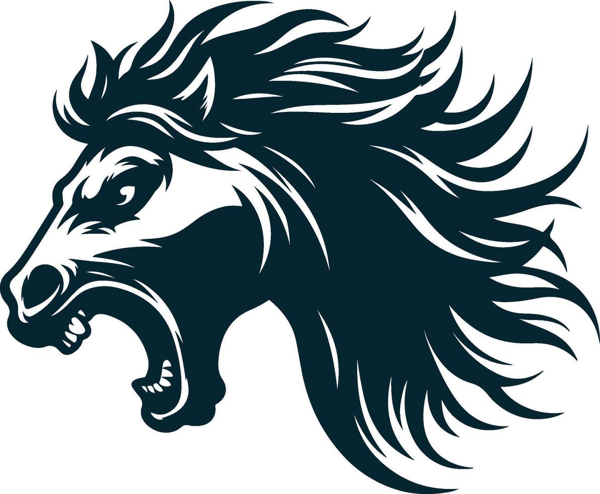 A horse head with a mane and a mane vector