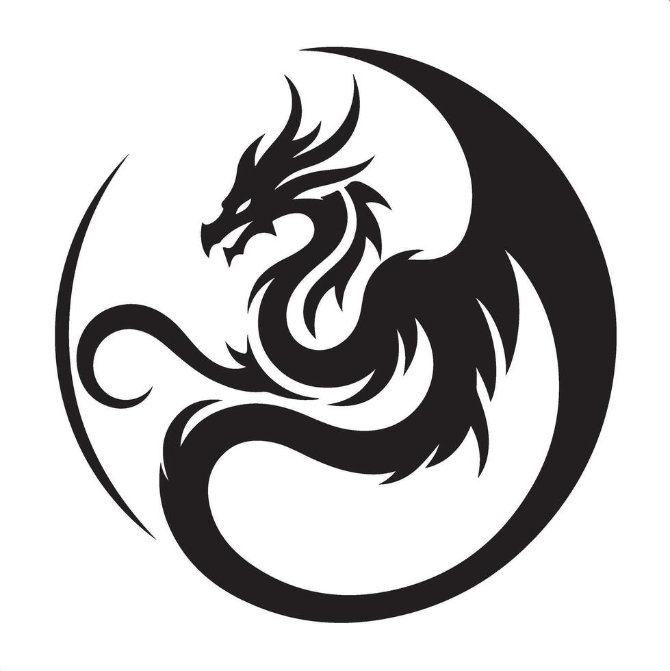 Silhouette of a Medieval Dragon for Historical Fantasy Projects vector